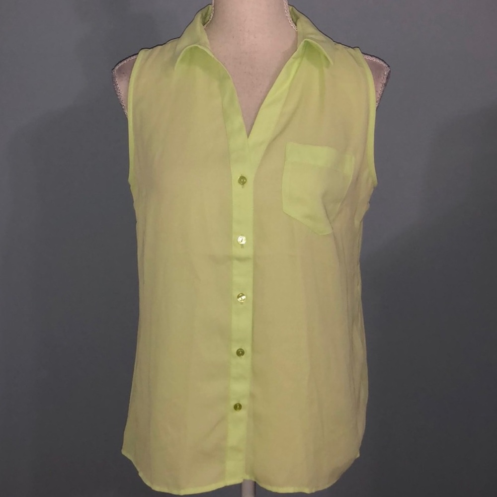 The Limited Ashton neon yellow sleeveless  blouse